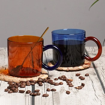 YOMDID Renk Kahve Kupa Kısa Cam Süt Su Bardağı Uzun borosilikat Cam Çay Bardağı Pratik Suyu Kahve Fincanı Drinkware Dayanıklı