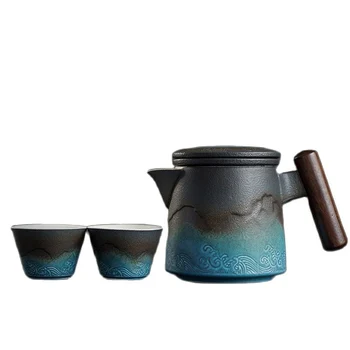 Yaratıcı Seramik Seyahat çay seti Kupa Taşınabilir Hızlı çay fincanları Küçük Set Açık Kupalar Çin Kung Fu Teaware Porselen Hediye Kutusu