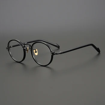Vintage Asetat Gözlük Çerçevesi Erkekler Yuvarlak Lüks Marka Reçete Optik Miyopi Gözlük Çerçevesi Erkek Kadın Japonya Retro Gözlük