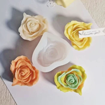 Gül Kalp Mum silikon kalıp DIY Çiçek Mum Yapımı Kiti Sabun Reçine Çikolata Kalıp Sevgililer Günü Doğum Günü Hediyeleri Zanaat Ev Dekor
