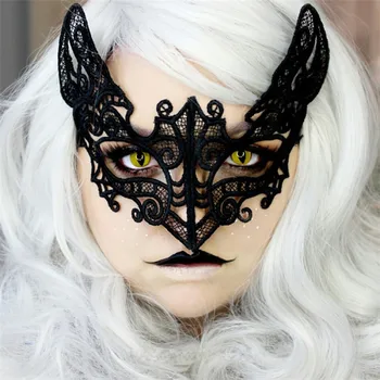 Cadılar bayramı maskesi Seksi siyah kedi Dantel Hollow Maske Kadın Parti Gece Kulübü Kraliçe Göz Maskesi Masquerade Ball Balo Kostüm Erotik maskeleri