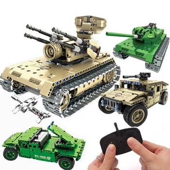 Askeri Savaş brinquedos uzaktan kumandalı tank Blokları Tuğla Uzaktan Kumandalı Oyuncaklar rc Tankı Modeli Yapı Taşları juguetes