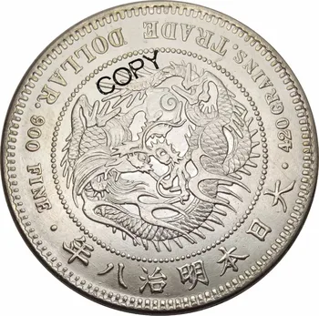 Japonya Meiji 8 Yıl 1875 Ticaret Dolar Pirinç Kaplama Gümüş Kopya Para Hatıra paraları
