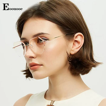 100 % Titanyum Poligon Tasarım Kadın Erkek Opticas Çerçevesiz Gözlük Reçete Gözlük Ilerici Renk Óculos gözlük çerçevesi