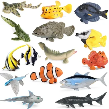 2021 Simülasyon Okyanus Deniz Yaşamı Hayvan Modeli Mersin Balığı Pisi Balığı Ton Balığı Orfoz Tropikal Balık Aksiyon oyuncak figürler Çocuklar eğitici oyuncak