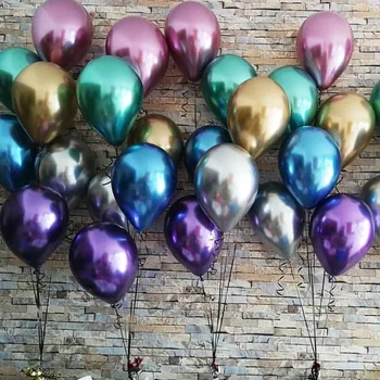 50 Adet 10 inç Krom Metalik Lateks Balonlar Altın Gümüş Metal Balonlar Doğum Günü Partisi Şişirmek Globos Düğün Dekor Malzemeleri