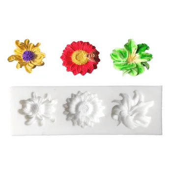 Ayçiçeği Gül Çiçek Şekli silikon kalıp DIY Fondan Kek Çikolata Küçük Çiçekler Dantel Dekorasyon Pişirme kapları