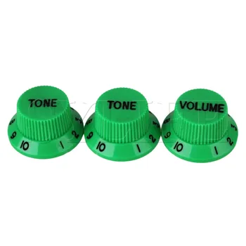 3x silindir şapka Kulübe UFO Çan Kontrol Düğmesi 1 Ses 2 Ton Elektro Gitar için Yeşil