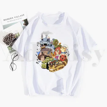 Totoro Stüdyo Ghibli Miyazaki Hayao Ruhu Uzakta Tshirt Hip Hop Kız Baskı En Tees Harajuku Tişörtleri Erkekler Moda Yaz T-Shirt