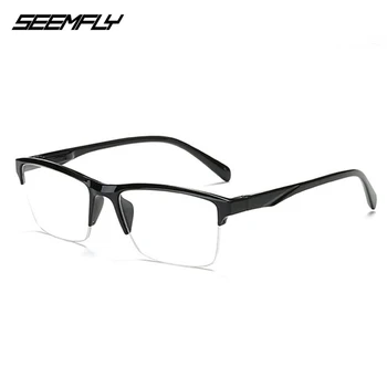 Seemfly Ultralight Kare Yarım Çerçeve okuma gözlüğü Presbiyopik Gözlük Erkekler Kadınlar +0.75 1 1.25 1.5 1.75 2 2.25 2.5 3