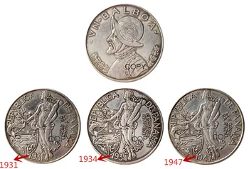 (1931 1934 1947) 3 adet Panama Balboa Gümüş Yabancı Kopya Para