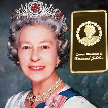Majesteleri Kraliçe Elizabeth II Altın hatıra parası Altın Kaplama Hatıra Para Bar