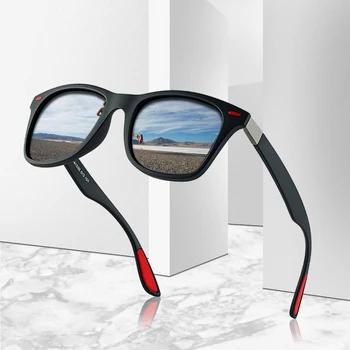 Uv400 güneş gözlüğü erkekler klasik sürüş gözlükleri Retro polarize ışık güneş gözlüğü marka kutusu ile