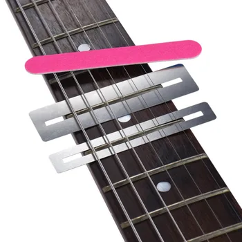 Gitar Fret Tamir Aracı Seti Paslanmaz Çelik Klavye Koruyucu Koruyucu ve Fretwire Dosya Zımpara Temizleme Lehçe Luthier Aracı