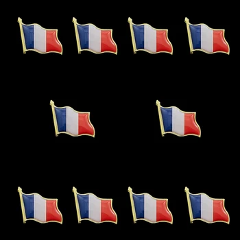 10 ADET Fransa Fransız Sallayarak Dünya Epoksi Madalya Bayrağı Yaka Pin Rozeti Broş