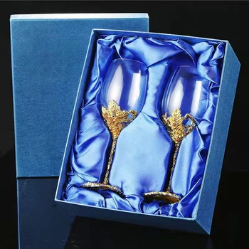 Altın Üzüm Emaye Cam cam kırmızı şarap şişesi Kristal Cam Kadeh Gözlük Gözlük Şampanya Kadehi Viski Bardağı Bardak Vintage