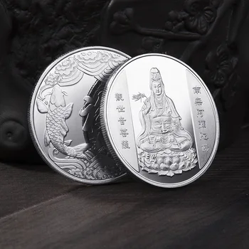 Antik Gelenek Çin Bodhisattva Zenginlik Tanrısı Şanslı Rozet Çin Tarzı Çok Para Koşu Size Doğru hatıra parası